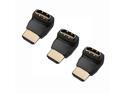 Three (3) Pack of HDMI 270 Degree/Right Angle Connectors/Adapters