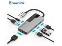 WAVLINK USB C Hub, PD 6-in-1 Type C Adapter Mini Docking Station Aluminum with 87W Laptop Power Delivery, 4K 30Hz HDMI, 4 USB 3.0 Up to 5Gbps For Windows Mac and More, Plug & Play
