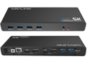 Wavlink USB 3.0 & USB C Ultra HD/5K Universal Laptop Docking Station, Dual 4K Video Display with 2 X HDMI, 2 x DisplayPort, Gigabit Ethernet, 6 x USB 3.0, Audio, Mic, For Windows & Mac by Displaylink