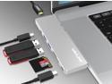 Wavlink Aluminum USB-C Hub Adapter for both 13" and 15" MacBook Pro, Thunderbolt 3 Mini Dock - 5K 40GbS, 4K HDMI, Pass-Through Charging, USB-C Port, 2 USB 3.0, SD/Micro SD Card Reader  - Silver