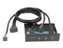 RIITOP 3.5 inch Front Panel USB 3.0 Hub with HD Audio Mic Jack For Desktop PC 3.5" Floppy Drive Expansion Bay Hi Speed 5Gbps with 20pin and 9pin Audio Cable