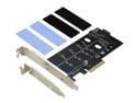 Dual M.2 PCIe 4x Adapter for SATA or PCIe NVMe SSD with Heatsink, RIITOP M.2 SSD NVME (M Key) and SATA (B Key) 22110 2280 2260 2242 2230 to PCI-e x 4 Host Controller Expansion Card