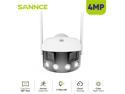 SANNCE 2K 4MP Panoramic Outdoor WiFi Dual-Lens Security Camera, 180° Ultra Wide Angle, Color Night Vision, Human & Vehicle Smart Detection, Two-Way Audio,Works With Alexa & Google Assistant