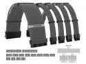 1STPLAYER/KITCOM Gaming PC Build Customization Mod Sleeve Extension Power Supply Braided Cable Kit/Set 18AWG ATX/ Extra-Sleeved 24-PIN/8-PIN (4+4) Dual EPS/PCI-E (6+2) with combs, Grey