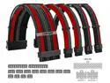 1STPLAYER/KITCOM PC Build Customization Mod Sleeve Extension ATX Power Supply Braided Cable Kit/Set 18AWG ATX/ Extra-Sleeved 24-PIN / 8-Pin PCI-E (6+2) / 8-Pin PES (4+4) with Combs, Black/Red/Grey Mix