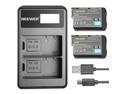 Neewer 2 Pieces 2000mAh Replacement Li-ion Battery for Nikon EN-EL15 and 5V/2A Input Micro USB Dual Charger, Compatible with Nikon D800 D800E D610 D7200 D7000 DSLR Cameras, MB-D11 MB-D12 Battery Grip