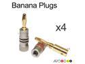 DEAL 2 pairs (4pcs) 24K Gold Premium Banana Plug Speaker wire 16,14,12 AW