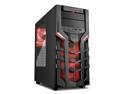 SHARKOON DG7000 Red Steel / Plastic ATX Mid Tower Gaming PC Case, 3x140mm LED Cooling Fan Pre-Installed, Support up to 280mm Water Cooling Radiator Installation at Top & Max: 14.96" VGA Length
