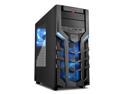 SHARKOON DG7000 Blue Steel / Plastic ATX Mid Tower Gaming PC Case, 3x140mm LED Cooling Fan Pre-Installed, Support up to 280mm Water Cooling Radiator Installation at Top & Max: 14.96" VGA Length