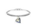 Rhodium Plated Ice Blue Heart Bracelet