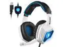 Gaming Headset for PC PS4 Computer Headphone Surround Stereo Sound USB Wired Headset with Mic Over-The-Ear Noise Isolating, Volume Control, LED Lights for PC Gamers
