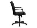 Mid-Back Black Leather Swivel Task Chair with Arms