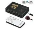 Jansicotek HDMI Switch 4K, 3-Port HDMI Switcher Splitter Supports 4K, Full HD1080p, 3D with IR Remote