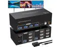 3 Monitors 2 Computers 3 HDMI Monitors KVM Switch 8K@60Hz, EDID, Digital Display and Aluminum Shell, 4 X USB 3.0 Hub Support Extended & Duplicate Mode