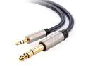 Jansicotek 3.5mm 1/8" Male TRS to 6.35mm 1/4" Male TRS Stereo Audio Cable with Zinc Alloy Housing and Nylon Braid for iPhone, iPod, Laptop,Power Amplifier,Microphone and Guitar -(15ft, 5meters)