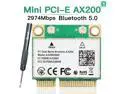 fenvi Wifi 6 AX200HMW Mini PCI-E AX200 802.11ax Bluetooth 5.0 Card, Wireless Dual Band 2400Mbps(5Ghz), 574Mbps(2.4Ghz), Half Mini PCI Express AX200HMW Laptop Network Adapter, Windows 10*64bit