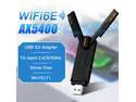 Fenvi WiFi 6E 5400Mbps USB 3.0 Adapter FU-AXE5400 WiFi6E USB Adapter for Desktop PC Tri-Band Wireless Gigabit Speed New 6GHz Band High Gain Antenna, WPA3, Supports Windows 11/10