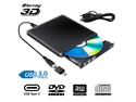 Aluminum External Blu Ray CD DVD Drive 3D, USB 3.0 and Type USB C Bluray DVD CD RW Row Burner Player Compatible for MacBook OS Windows 7 8 10 PC iMac,Black