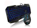 AULA Ergonomic USB Wired Gaming Keyboard 104 keys Gaming Keyboard+2000DPI Gaming Mouse Combo with Blue LED Illuminated Backlit