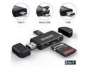 ESTONE SD Card Reader, USB 3.0/Type C/Micro-USB SD/Micro SD Card Reader OTG Adapter for TF, SD, Micro SD, SDXC, SDHC, MMC, RS-MMC, Micro SDXC, Micro SDHC, UHS-I for Mac, Windows, Linux, PC, Laptop