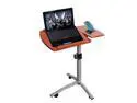 Adjustable Angle Height Rolling Laptop Desk Cart Bed Hospital Table Brown