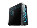 darkFlash ATLANTIS Mid-Tower ComputerGaming Case Tempered SPCC side panel with 7pcs 120mm LED ring fans ice blue