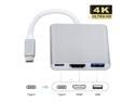 USB C to HDMI Adapter with HDMI+USB 3.0+USB C 3.1 Power Delivery Port, USB C Hub Converter supports 4K UHD display for Samsung S8 Plus/Note8, New MacBook,HP Spectre,Chromebook Pixel