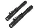 2 Pack Cree LED Waterproof Anti-slip Anti-abrasion Outdoor Mini Flashlight Aluminium Alloy Highlight Torch AAA 133mm - Black
