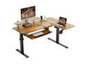 EUREKA ERGONOMIC 61" Standing Desk with Keyboard Tray, L Shaped Adjustable Standing Desk with Monitor Stand, Office Dual Motor Electric Stand Computer Desk, Stand Up Corner Desk, Rustic Brown Right