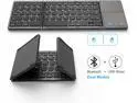 Foldable Bluetooth Keyboard for ipad, Dual Mode Bluetooth & USB Wired Rechargable Portable Mini BT Wireless Keyboard with Touchpad Mouse for Android, Windows, PC, Tablet-Dark
