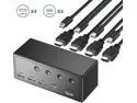 4 Ports HDMI KVM Switch Box, 4 USB 2.0 Hub, UHD 4Kx2K @30Hz & 3D & 1080P Supported and Wireless Keyboard Mouse, Share 4 Computers with one Keyboard Mouse and HD Monitor, with 4 USB-B and HDMI Cables