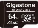 [Gigastone] 64GB Micro SD Card, 4K UHD Video, Surveillance Security Cam Action Camera Drone Professional, 90MB/s Micro SDXC UHS-I A1 Class 10, with Adapter