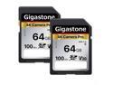 GIGASTONE 64GB 2-Pack SD Card V30 SDXC Memory Card High Speed 4K Ultra HD UHD Video Compatible with Canon Nikon Sony Pentax Kodak Olympus Panasonic Digital Camera, with 2 Mini cases