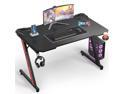 Homall 44 Inch Ergonomic Gaming Desk Z-shaped Racing Style PC Computer Desk Home Office Computer Table Gamer Workstation with Carbon Fiber Surface, Cup Holder and Headset Hook (Black)