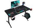 Furmax 43 Inch Gaming Desk Racing Style PC Computer Desk Y-shaped Home Office with Desk Large Carbon Fiber Desktop, Cup Holder, Headphone Hook, Full Mouse Pad and Gaming Handle Rack (Black)