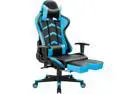 Furmax Computer Office Gaming Chair with High Back, Ergonomic, Swivel, Executive PU Leather, Footrest, Bucket Seat and Lumbar Support (Blue)