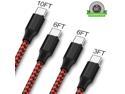 Nurbenn USB Type C Cable, 4Pack 3FT 2x6FT 10FT Nylon Braided USB C Charger Cable Fast Charging Cord Compatible Samsung Galaxy S9 S8 Plus Note 9/8, LG G6 G7, Moto G6 Play, Google Pixel XL 3/3 XL - Red