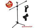 360-degree Rotating Microphone Stand Dual Mic Clip Boom Arm Foldable Tripod