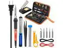 Vilros Soldering Iron Kit Electronics, 14-in-1 60w Adjustable Temperature Soldering Iron, 5pcs Soldering Iron Tips, Desoldering Pump, Tweezers, Stand, Solder, PU Carry Bag