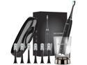 AquaSonic Black Series PRO - Ultra Whitening 40000 VPM Rechargeable Electric Toothbrush w/Revolutionary Wireless Charging Glass - 6 Adaptive ProFlex Brush Heads & Travel Case - 4 Modes w Smart Timer