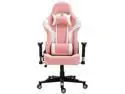 HUANUO Gaming Chair with 4D Ergonomic Arm Racing Style Ergonomic Office Chair Adjustable Computer Desk Chair - Pink & White
