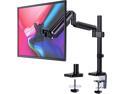 HUANUO Monitor Mount Stand - Adjustable Single Arm Desk Mount with Clamp, Grommet Base, HDMI Cable for LCD LED Screens up to 32 inch, Gas Spring Articulating Full Motion Arm Holds up to 17.6lbs