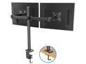 ERGEAR Dual Monitor Stand - Double Articulating Arm Monitor Desk Mount - Adjustable Bracket with C Clamp, Grommet Mounting Base for Two 13-27 Inch LCD Computer Screens - Holds up to 17.6lbs
