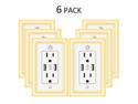 POWRUI USB Wall outlet, 15A Duplex Receptacle with Dual USB ports (5V/4.2A) and Dusk-to-Dawn Sensor Night Light, ETL Certified, 6 Pack