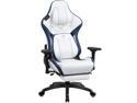 Dowinx Gaming Chair with Footrest, Ergonomic Computer Chair with Comfortable Headrest and Lumbar Support, Game Office Chair for Adults Pu Leather High Back, 350LBS, White