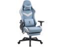 Dowinx Gaming Chair Breathable Fabric Office Chair with Pocket Spring Cushion and 4D Armrests , High Back Ergonomic Computer Chair Swivel Task Chair with Footrest and Massage Lumbar Support (Blue)