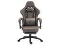 Dowinx PU Leather Gaming Chair with Massage Lumbar Support High Back Adjustable Office PC Chair Swivel Task Computer Chair with Footrest, Brown