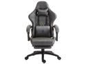 Dowinx PU Leather Gaming Chair with Massage Lumbar Support High Back Adjustable Office PC Chair Swivel Task Computer Chair with Footrest, Grey