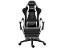 Dowinx Ergonomic Gaming Chair with Massage Lumbar Support, High Back Office Computer Chair with Footrest, Racing Style Recliner PU Leather Gamer Chairs, White