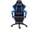 Dowinx Ergonomic Gaming Chair with Massage Lumbar Support, High Back Office Computer Chair with Footrest, Racing Style Recliner PU Leather Gamer Chairs, Blue